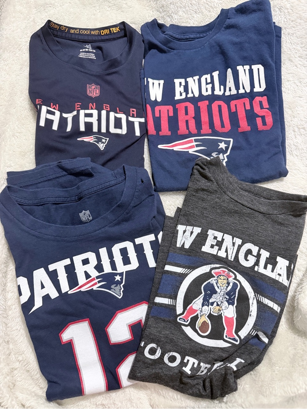 NFL New England Patriots Kids Navy, Gray & Red Graphic Tees - Team Logo Shirts